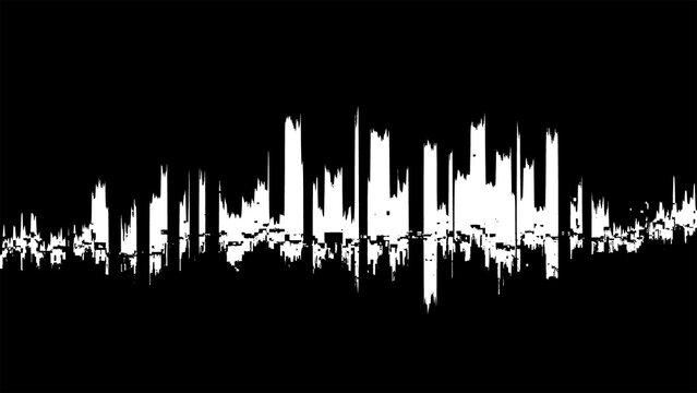Sound wave pattern on a black background for audio visualization texture design isolated on transparent background