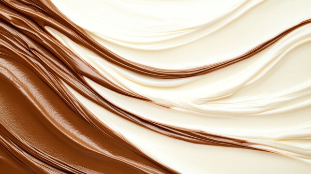 Chocolate and Vanilla Swirl: A delicious contrast of rich chocolate and smooth vanilla create a visually stunning swirl, inviting indulgence and showcasing a harmonious blend of flavors.