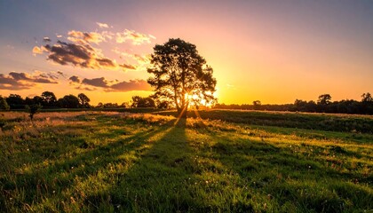 Fototapeta premium sunset in the field