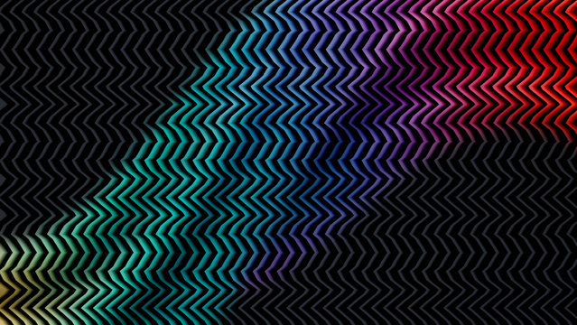 Vibrant rainbow chevron pattern on black background