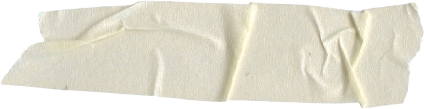 Torn white masking tape piece isolated on black background. Ripped adhesive sticky paper strip for aesthetic memo note scrapbook overlay