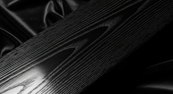 Deep lustrous grain of ebony wood showcasing intricate natural patterns and textures