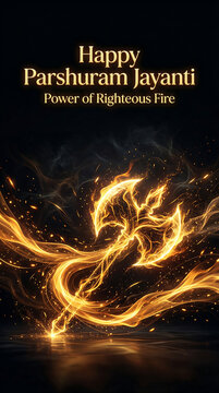 Vibrant orange flames swirling on dark background happy parshuram jayanti celebration with power of righteous fire concept