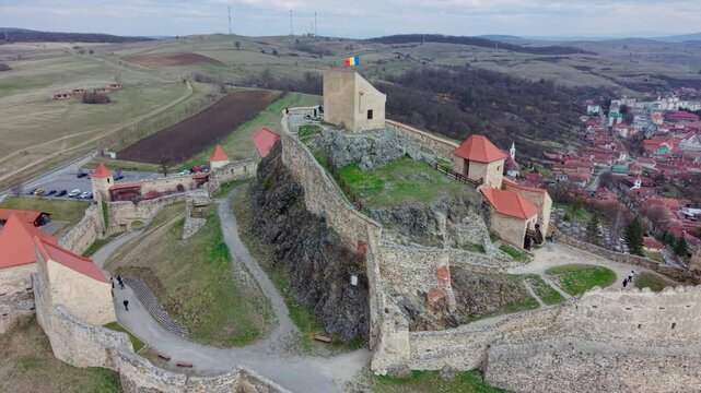 Aerial orbit of Rupea fortress, Transylvania