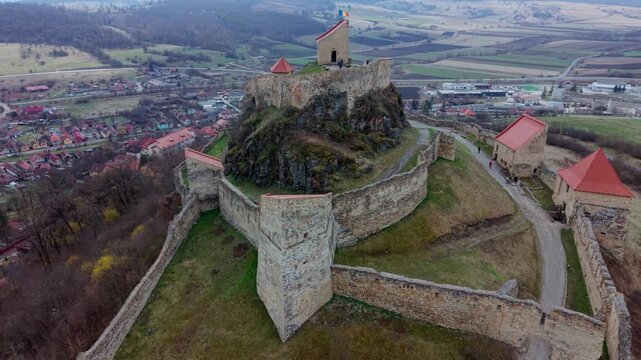 Aerial orbit of Rupea fortress, Transylvania