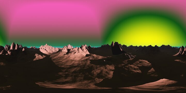 alien landscape, HDRI, equidistant projection, Spherical panorama, panorama 360, environment map, 3d rendering