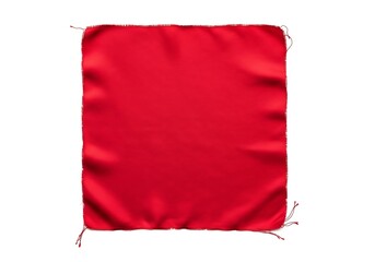 A red piece of cloth with frayed edges