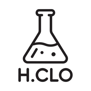 Simple line drawing of a flask with chemical formula below