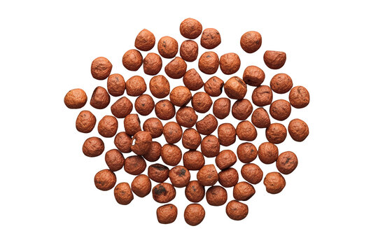 Expanded clay pebbles or leca a growing medium for hydroponics plants and gardening on transparent background