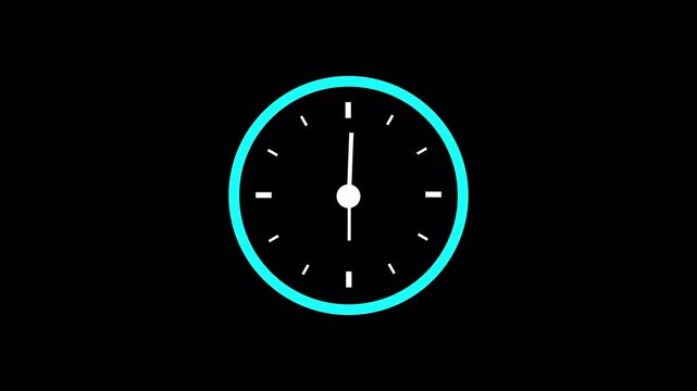 Analog clock animation ,Minimalist analog clock animation on transparent background. Fast ticking clock animation , Round clock with rotating animated arrows in 4k with Alpha channel