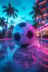 Naklejka premium A night sports concept in the style of synthwave and retro-futurism.