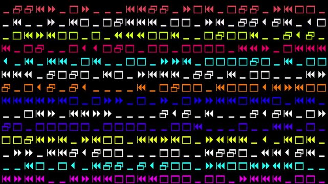 Animated Traffic and Transport Symbols binary code. UI Icon Pattern Background 4K
