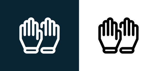 Obraz premium Two-color gloves outline icon pair in black and white, editable stroke vector illustration for web, mobile apps, UI design, branding, and print from Coronavirus