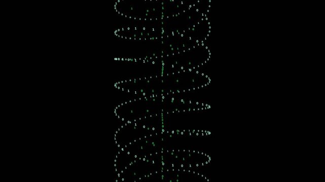 Abstract Digital Helix Animation: Futuristic Matrix Style Swirl