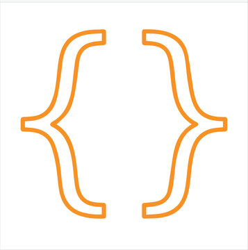 Brackets icon shows an orange linear representation of code syntax used in programming.