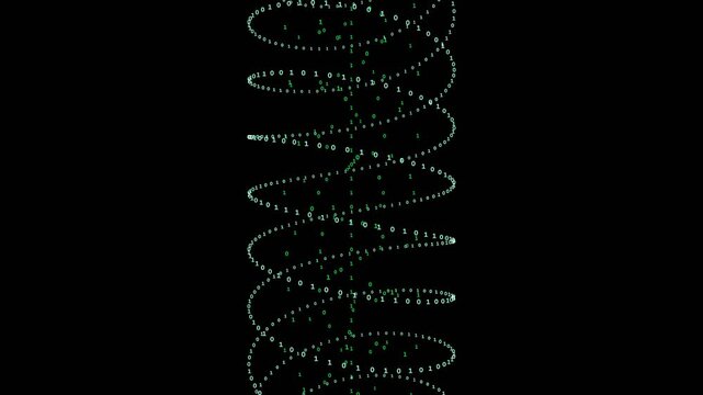 Abstract Digital Helix Animation: Futuristic Matrix Style Swirl
