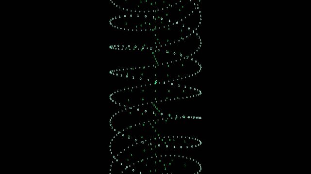 Abstract Digital Helix Animation: Futuristic Matrix Style Swirl