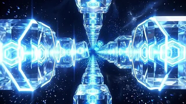 Crystalline blocks forming an infinite chain in a digital void