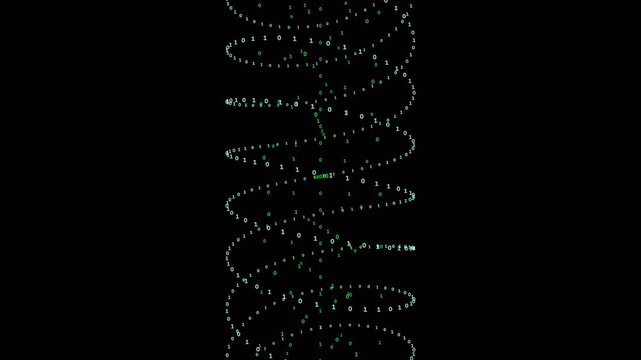 Abstract Digital Helix Animation: Futuristic Matrix Style Swirl