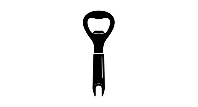 Black silhouette of a bottle opener on a white background