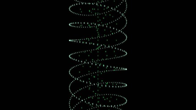 Abstract Digital Helix Animation: Futuristic Matrix Style Swirl