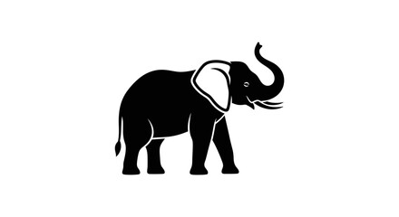 Fototapeta premium Black Elephant Silhouette with Trunk Raised