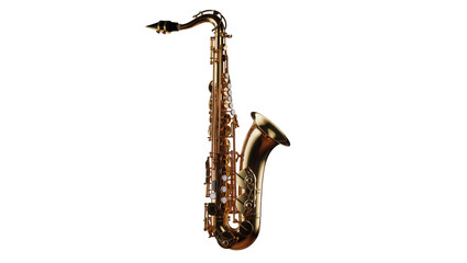 Obraz premium Isolated shiny golden classical saxophone a melodic woodwind instrument elegant and sophisticated
