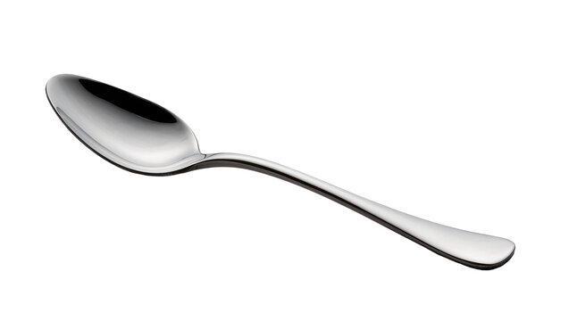 Isolated modern elegant silver spoon with shiny reflections, perfect for kitchen and dining use