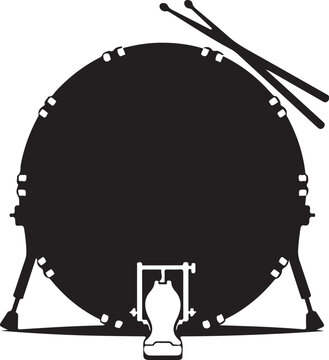 Black drum, drum set, bass drum, music instrument, vector icon