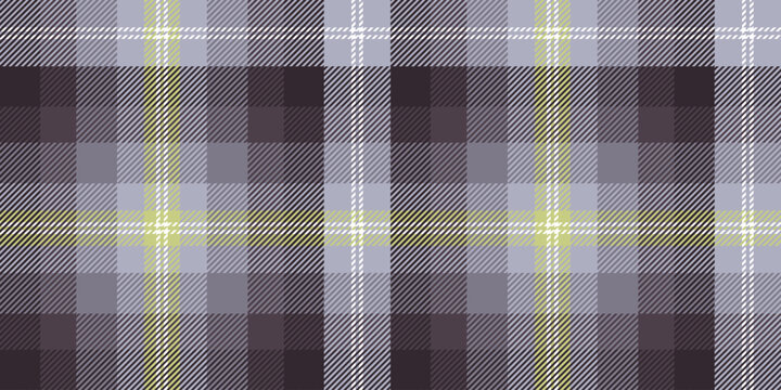 Seamless Scottish tartan pattern in grey and brown tones with vibrant lime green lines. Geometric plaid for cozy textile design and decor background