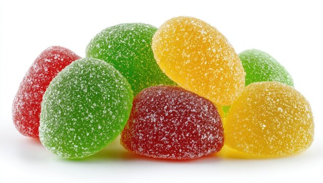 A colorful, sugary assortment of jelly candies in various fruit flavors