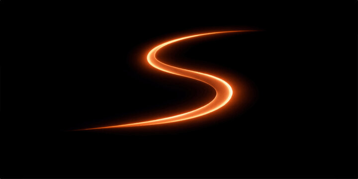 Abstract fire flames with glowing orange energy waves on a black background