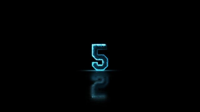 Neon glowing Top ten countdown animation text on black background. neon light numbers from 10 to 0, countdown animation on black background. Animated coundown numbers neon glow 10 second