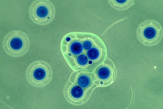Amoeba proteus displays its pseudopodia, which are used for movement and engulfing prey