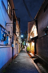 Fototapeta premium Retro Back Alley in Fukushima, Osaka, Japan, Traditional Urban Streetscape - 日本 大阪 福島 ノスタルジックな路地裏（裏道） 下町情緒と隠れ家的な街並みのスナップ風景 