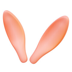 Fototapeta premium Orange rabbit ear icon isolated on transparent png background. cartoon cute minimal style graphic design. 3d render illustration