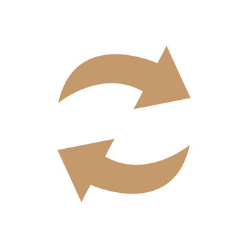Brown refresh arrow symbol signifies a continuous cycle of renewal, repetition, or an ongoing process, useful for digital interfaces and environmental concepts.
