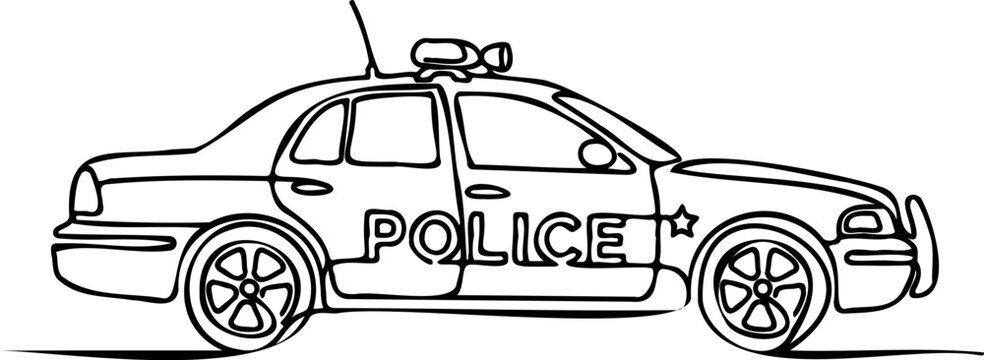 Sleek Police Car Continuous Line Art Bold Minimal Vector