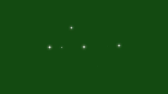 Twinkle stars line glitter sparkles animation, cartoon blinking stars, glowing light effects, retro shine movement, vector doodle style, smooth green screen background, ultra HD 4K video