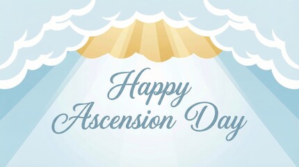 Happy Ascension Day Soft Pastel Sky Background with Light Rays