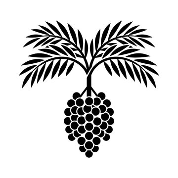 Bacuri fruit silhouette with leaves on white background