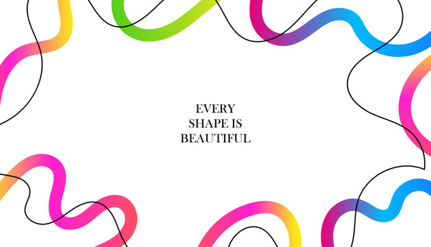 Abstract Frame with Curve Color Lines. Swirl Ribbons Pattern with Gradient Lines.