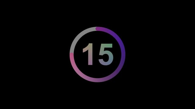 Minimalist 20 second countdown timer with circular loading progress bar isolated on white background for presentation and social media.4k loop