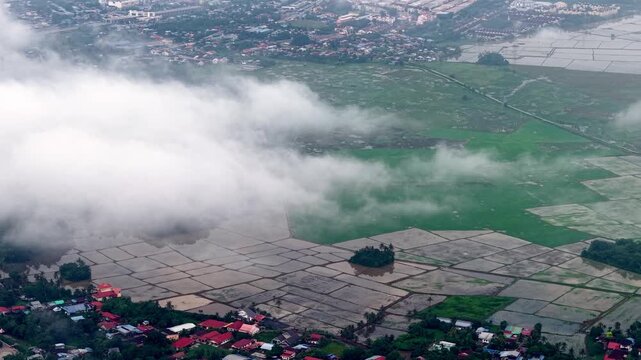 Bukit Mertajam Clouds Over Rice Fields And Suburban Town