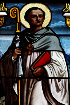 Saint Germain church. Stained glass window. Saint Clair. Duingt. France.