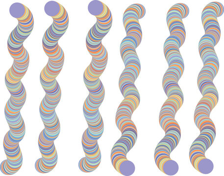 Colorful twisted candy structures a row of spiraling multi hued confections