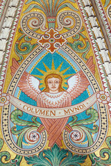 Fototapeta premium Basilica of Fourviere. Stunning golden mosaic of a winged angel. Lyon. France.