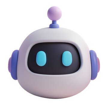 Cute 3D Robot Head Avatar for AI and Digital Technology