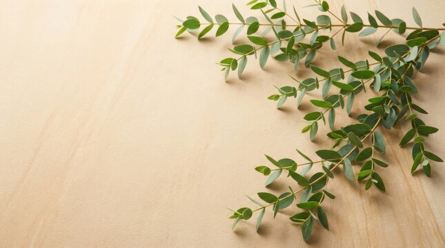 Eucalyptus Branches Arranged in Elegant Diagonal Composition