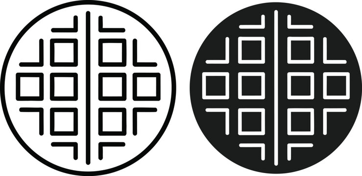 Two different styles of waffle icons are displayed side by side isolated on a white background